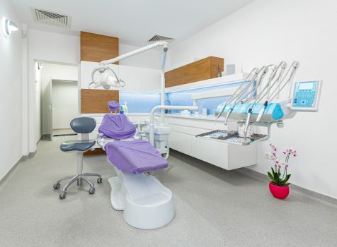 Dentist chair in modern dental clinic. Dentistry, stomatology concept